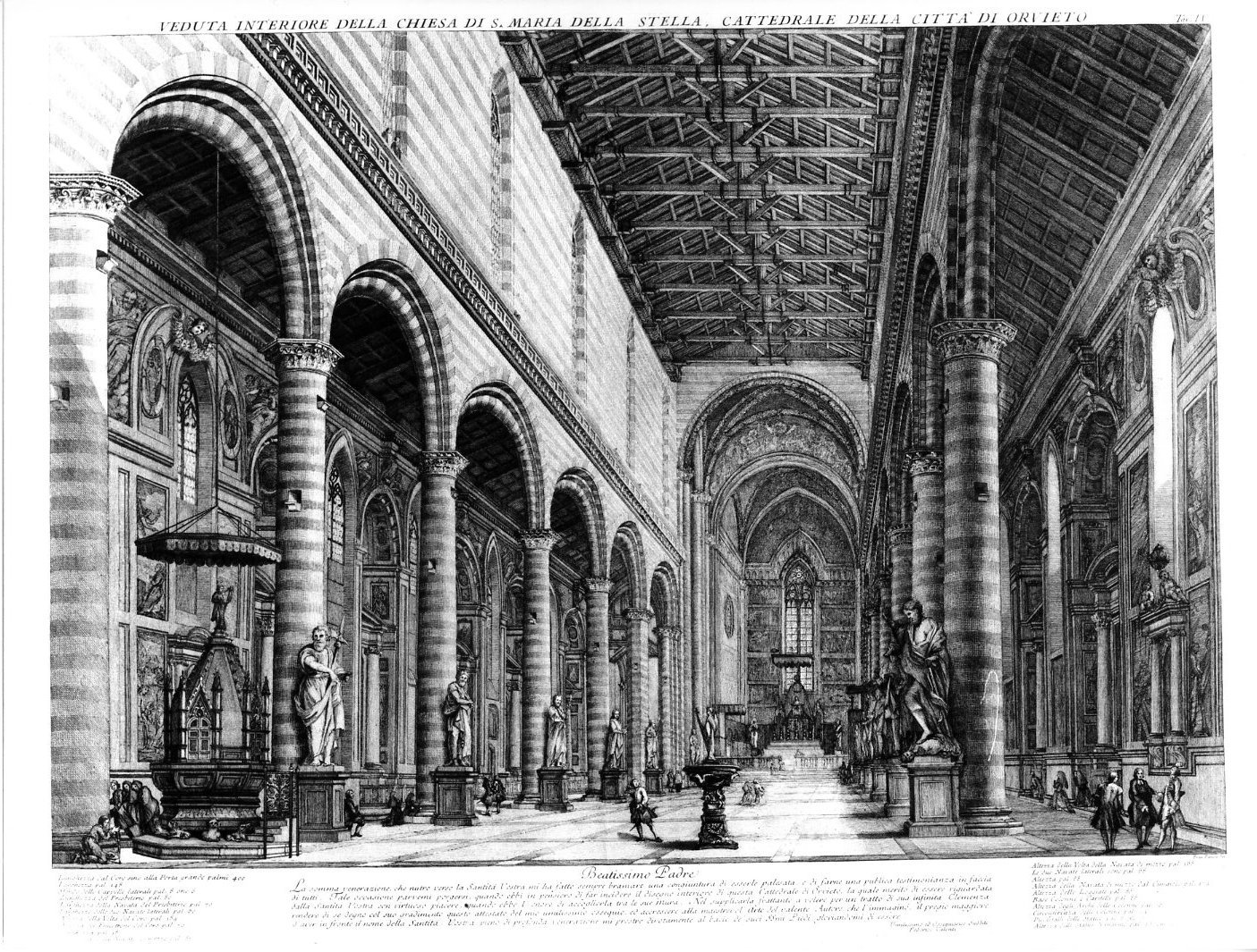 Interno del Duomo di Orvieto (stampa) di Valenti Federico (sec. XVIII)