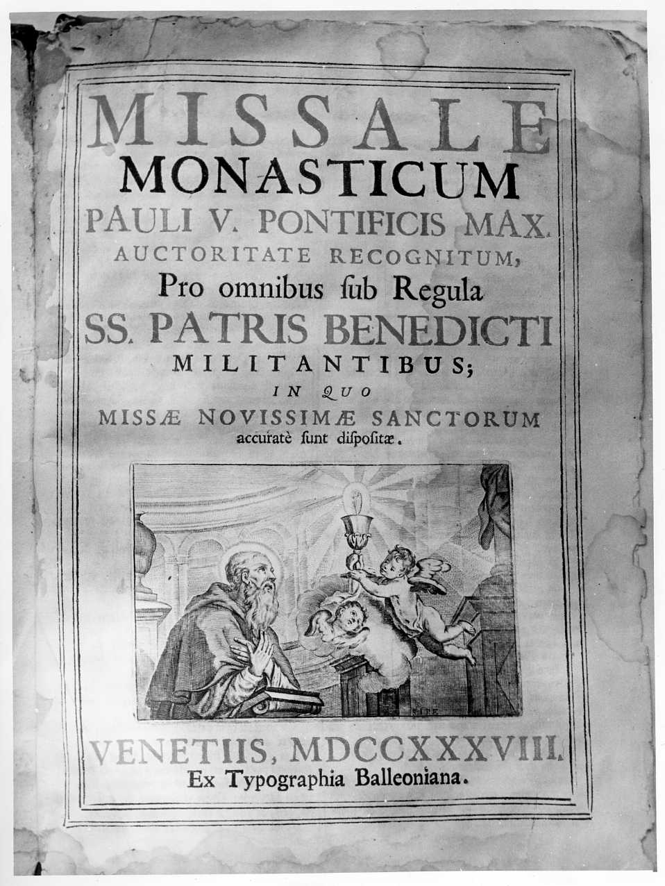 San Benedetto in preghiera (stampa) - ambito italiano (sec. XVIII)