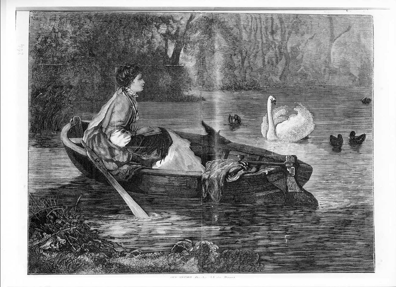 Sul fiume. Quadro del sig. Rumpf, paesaggio fluviale (stampa) di Rumpf (attribuito) (sec. XIX)