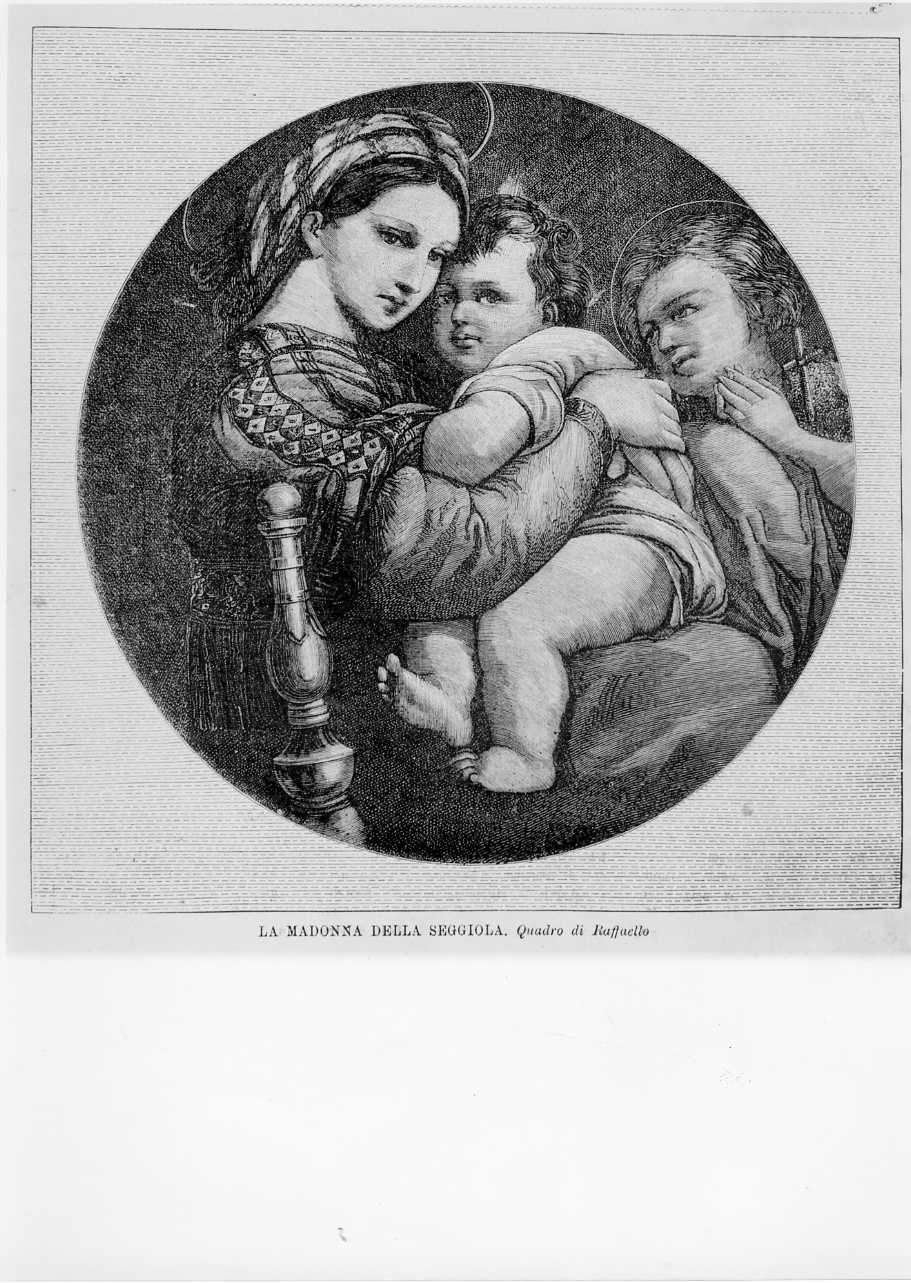 Madonna della seggiola, Madonna con Bambino (stampa) di Sanzio Raffaello (attribuito) (sec. XIX)