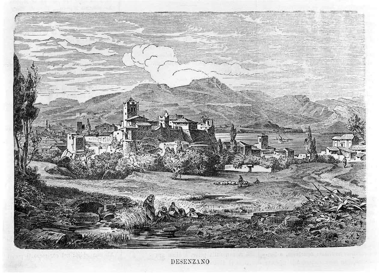 Desenzano, veduta di città (stampa) di KR (sec. XIX)