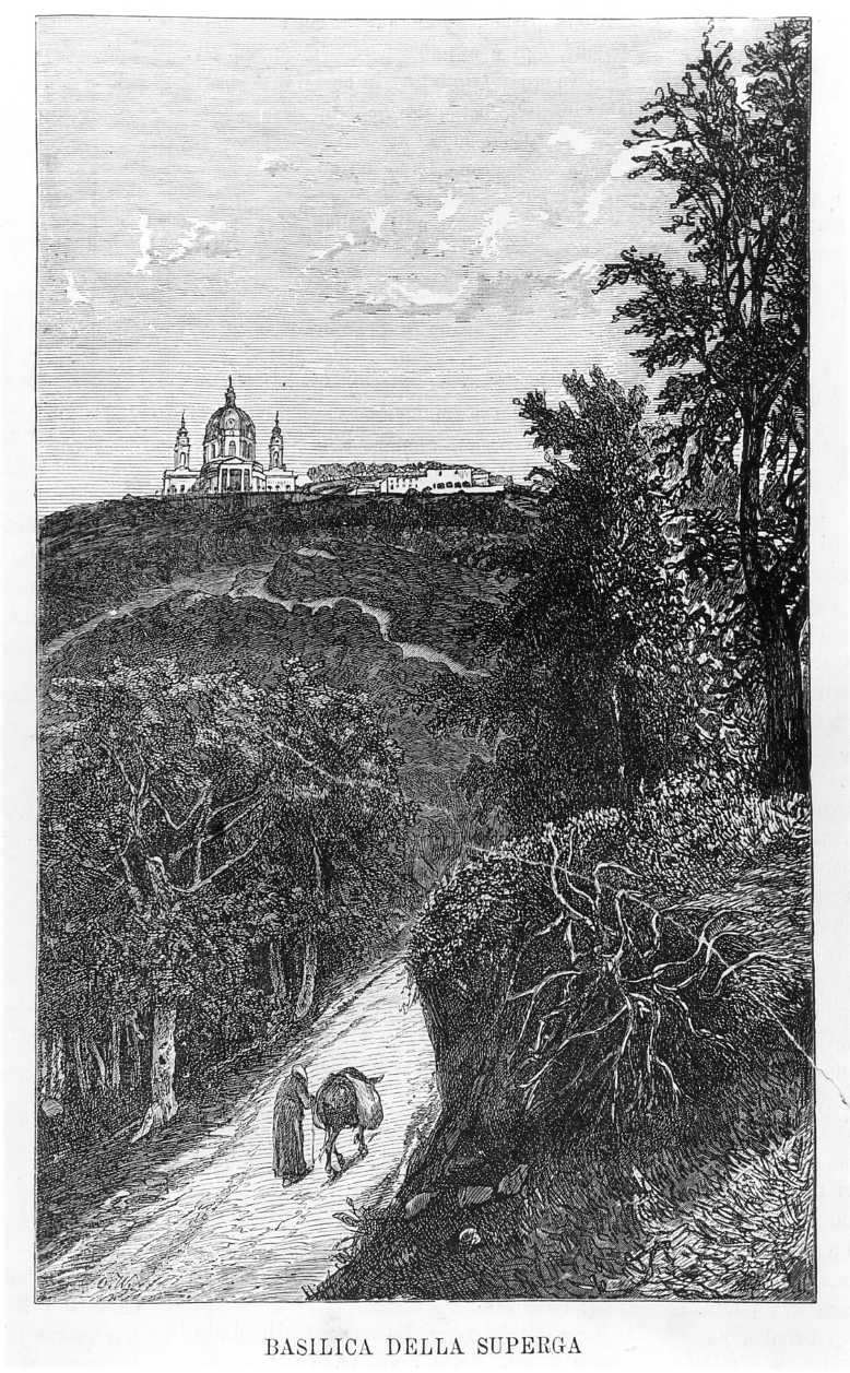 La Basilica della Superga, la basilica di Superga (stampa) - ambito italiano (sec. XIX)
