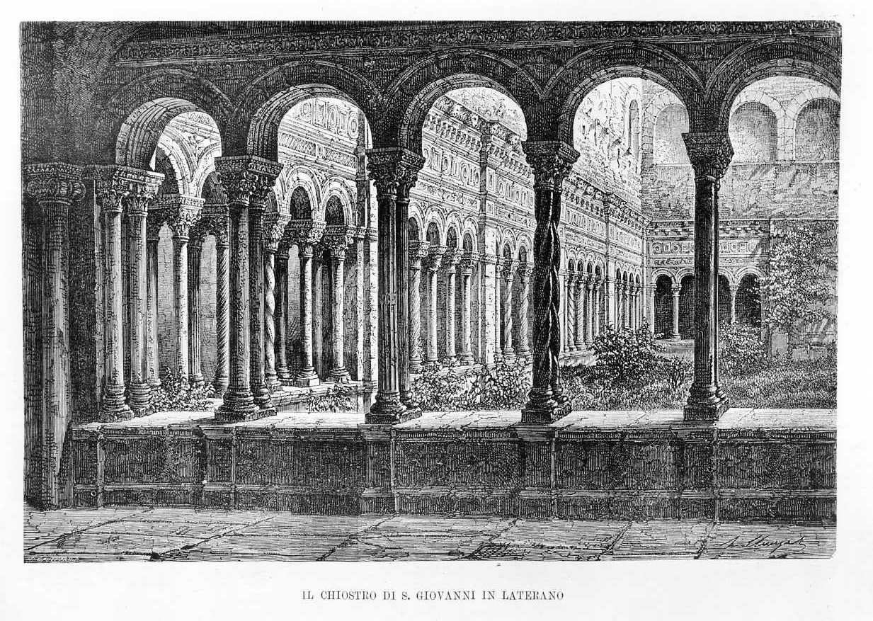 Il chiostro di S. Giovanni in Laterano, il chiostro di S. Giovanni in Laterano (stampa) di Nurget L (attribuito), Gauchard Jean (sec. XIX)