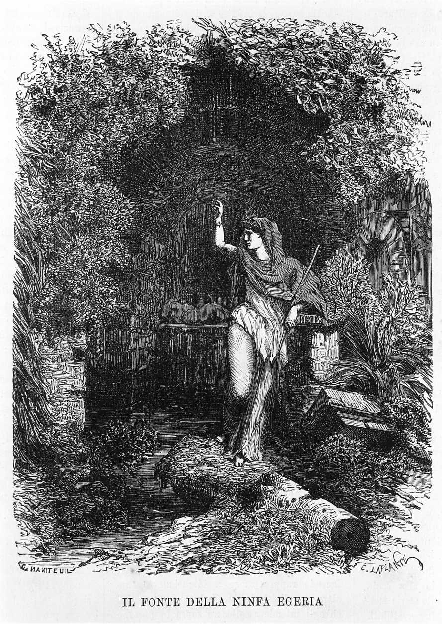 La fonte della Ninfa Egeria, la fonte della Ninfa Egeria (stampa) di Laplante Charles (sec. XIX)
