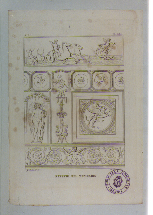 GROTTESCHE E FIGURE MITOLOGICHE (stampa) di Anonimo, Fornari Augusto, Maldarelli Giovanni (sec. XIX)