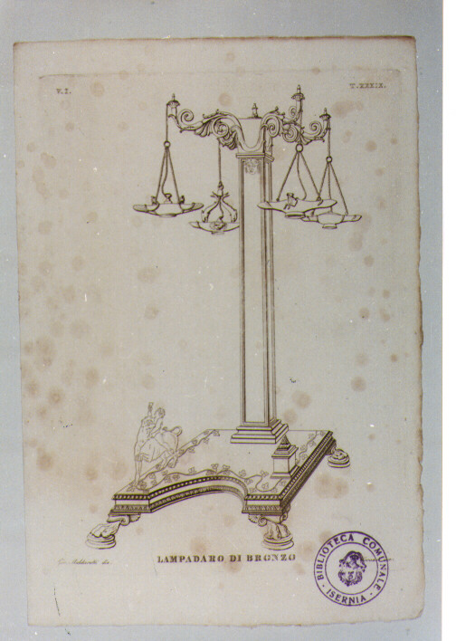 LAMPADARIO (stampa) di Anonimo, Fornari Augusto, Maldarelli Giovanni (sec. XIX)