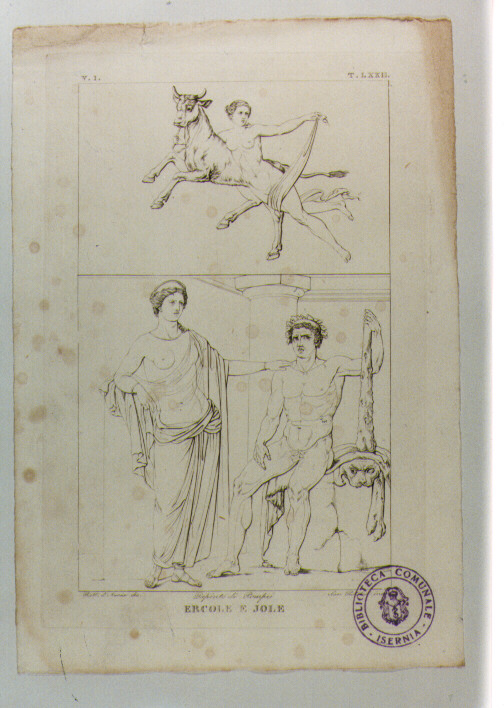 ERCOLE E IOLE (stampa) di Anonimo, Pistolesi Saverio, D'Auria Raffaele (sec. XIX)