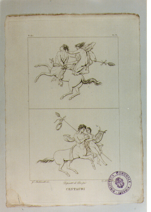 CENTAURI (stampa) di Anonimo, Apolloni Quintilio Maria, Maldarelli Giovanni (sec. XIX)