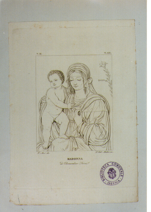 MADONNA CON BAMBINO (stampa) di Luini Bernardino, Del Medico Luigi, Mori Ferdinando (sec. XIX)