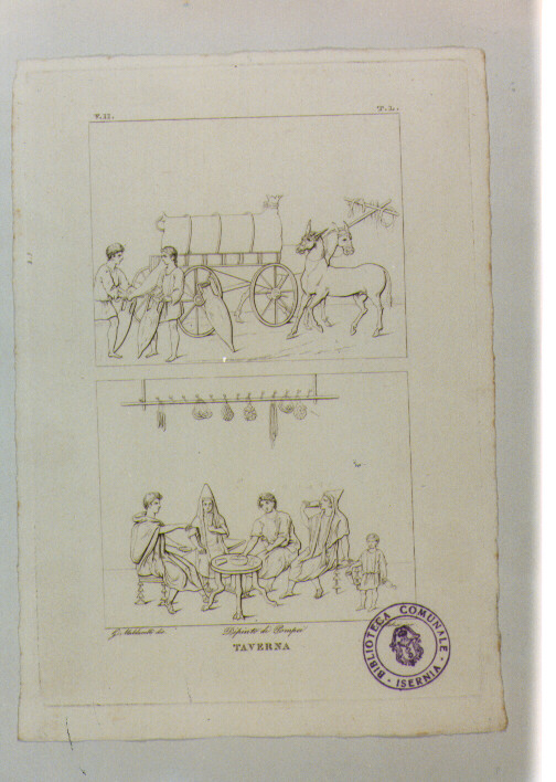 SCENE DI TAVERNA ROMANA (stampa) di Anonimo, Pistolesi Saverio, Maldarelli Giovanni (sec. XIX)