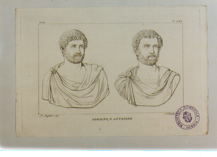 BUSTI DI ADRIANO ED ANTONINO (stampa) di Anonimo, Pistolesi Saverio, Angelini Luigi (sec. XIX)