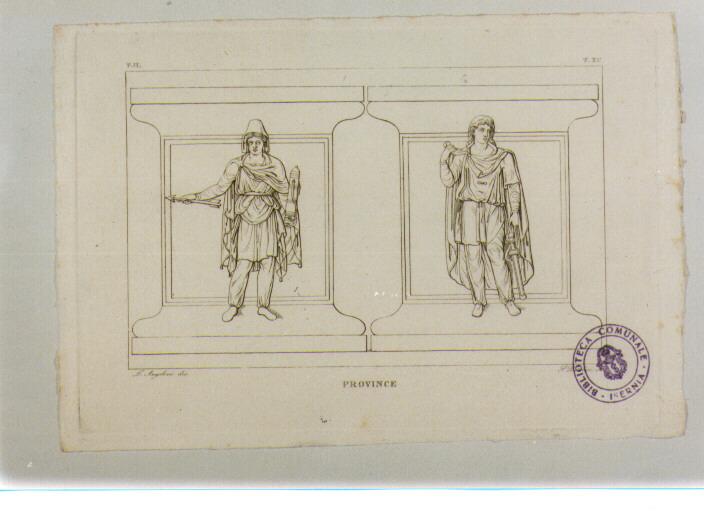 DUE PERSONIFICAZIONI DELLE PROVINCE ROMANE (stampa) di Anonimo, Pistolesi Saverio, Angelini Luigi (sec. XIX)