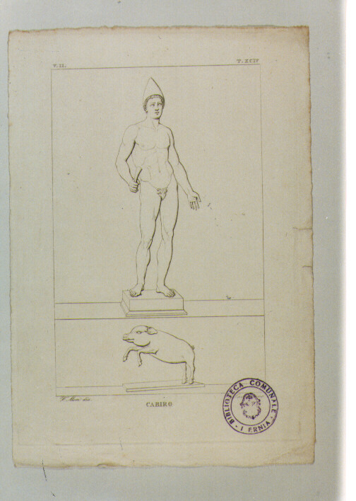 STATUA DI CABIRO (stampa) di Anonimo, Camilli Gioacchino, Mori Ferdinando (sec. XIX)