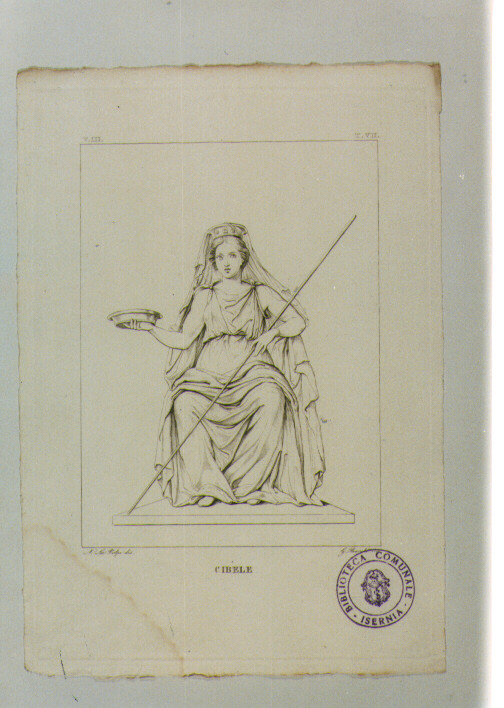 STATUA DI CIBELE (stampa) di Anonimo, Bianchi Giuseppe, La Volpe Nicola (sec. XIX)