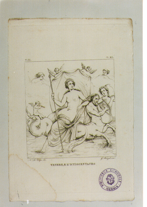 DIPINTO DI VENERE E L'ICTIOCENTAURO (stampa) di Anonimo, Wenzel Giovanni, La Volpe Nicola (sec. XIX)