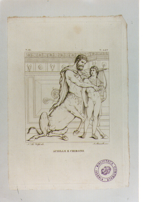 ACHILLE E CHIRONE (stampa) di Anonimo, Mannelli Antonio, La Volpe Nicola (sec. XIX)