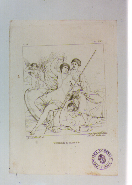 VENERE E MARTE (stampa tagliata) di Anonimo, Del Medico Luigi, Maldarelli Giovanni (sec. XIX)