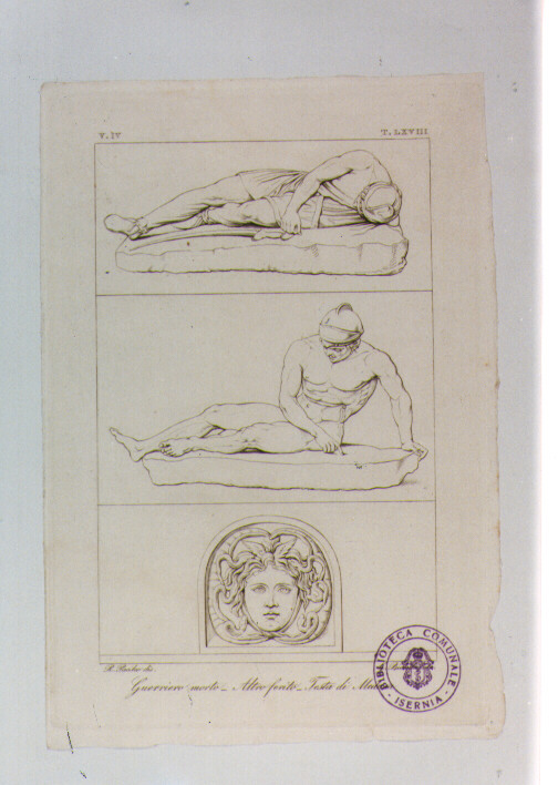 SCULTURE E RILIEVO ANTICHI (stampa) di Anonimo, Bianchi Giuseppe, Pacileo Raffaele (sec. XIX)