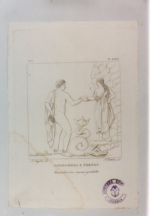 ANDROMEDA E PERSEO (stampa) di Anonimo, Pistolesi Saverio, Angelini Luigi (sec. XIX)