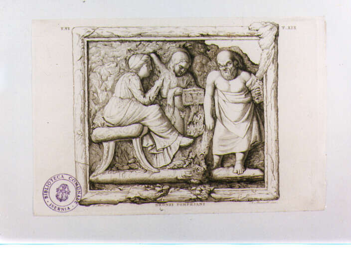 SCENA CENTRALE DI UN RILIEVO BRONZEO (stampa) di Anonimo, Mannelli Antonio, Mori Ferdinando (sec. XIX)