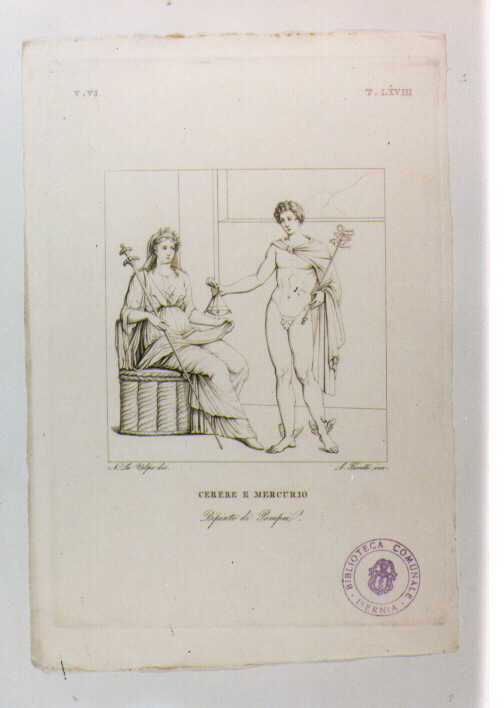 CERERE E MERCURIO (stampa) di Anonimo, Fiorelli Luigi, La Volpe Nicola (sec. XIX)