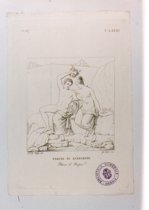 PERSEO E ANDROMEDA (stampa) di Anonimo, Lepri Gioacchino, La Volpe Nicola (sec. XIX)