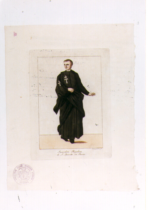 SACERDOTE (stampa colorata a mano) di Capparoni Giuseppe (sec. XIX)