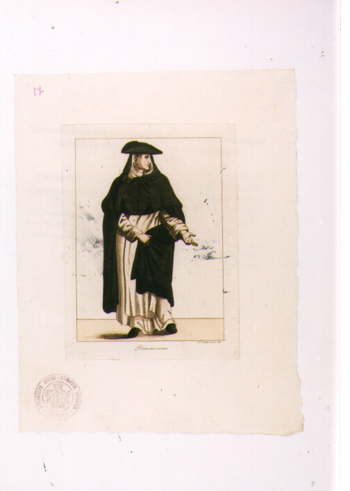 MONACO DOMENICANO (stampa colorata a mano) di Capparoni Giuseppe (sec. XIX)