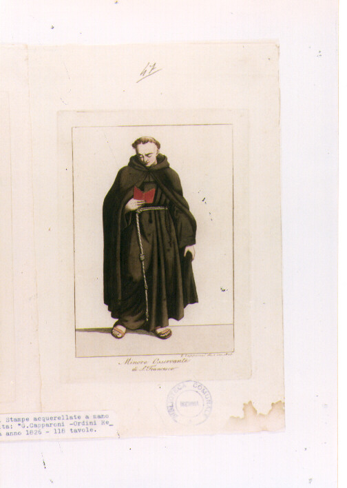 FRATE MINORE (stampa colorata a mano) di Capparoni Giuseppe (sec. XIX)