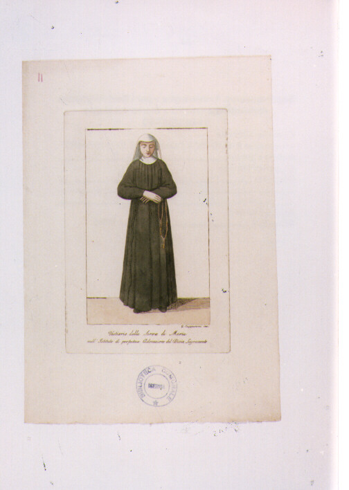 MONACA (stampa colorata a mano) di Capparoni Giuseppe (sec. XIX)