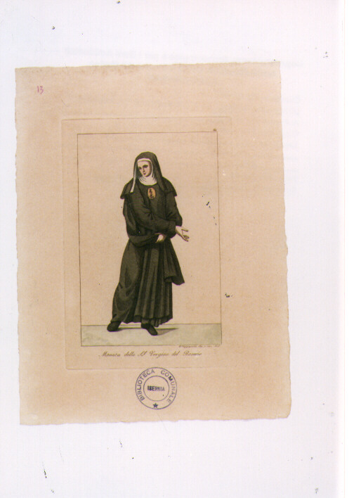 MONACA (stampa colorata a mano) di Capparoni Giuseppe (sec. XIX)