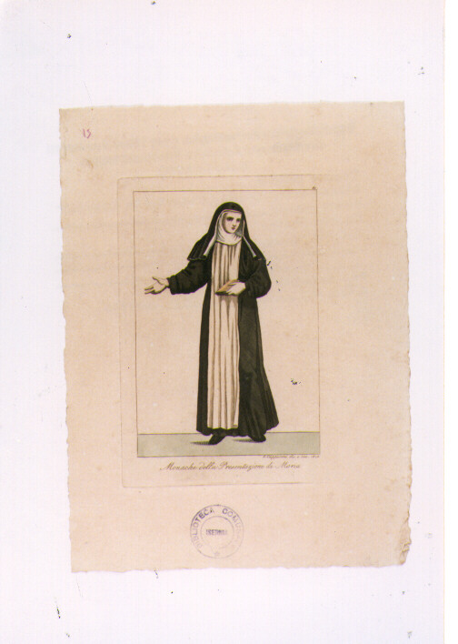 MONACA (stampa colorata a mano) di Capparoni Giuseppe (sec. XIX)