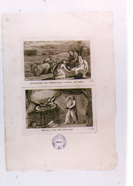 IL TABERNACOLO VIENE MOSTRATO A MOSE'; IL SANTUARIO (stampa) di Olivieri Bernardino (sec. XVIII)