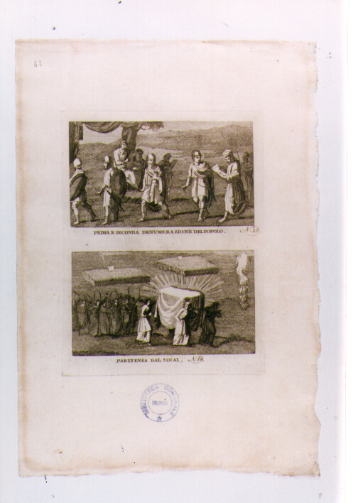 DENUMERAZIONE DEL POPOLO D'ISRAELE; PARTENZA DAL SINAI (stampa) di Olivieri Bernardino (sec. XVIII)