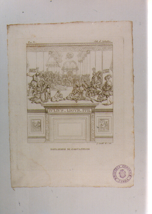 DONAZIONE DI COSTANTINO (stampa) di Penni Giovan Francesco detto Fattore, Camilli Gioacchino (sec. XIX)