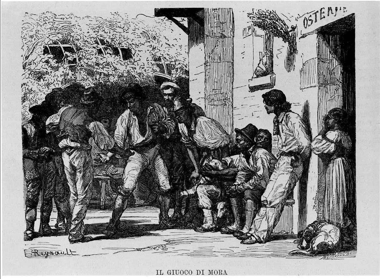 Il giuoco di morro, il giuoco di morro (stampa) di Bertrand Adolphe, Regnault H (sec. XIX)