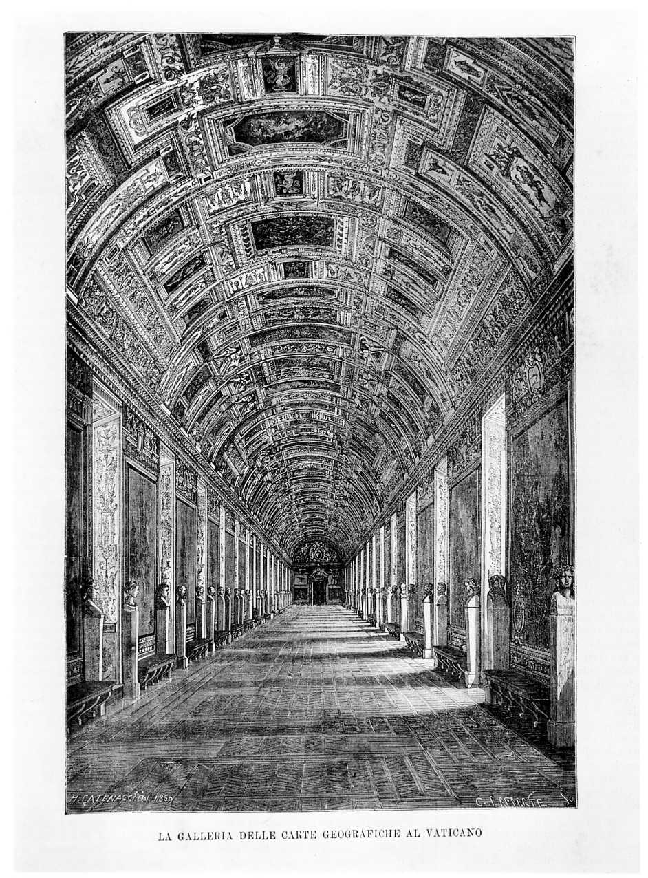 La Galleria delle Carte geografiche al Vaticano, la Galleria delle Carte geografiche in Vaticano (stampa) di Catenacci H, Leplante A (sec. XIX)
