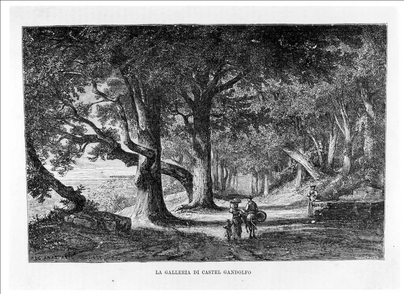 La Galleria di Castel Gandolfo, la Galleria di Castel Gandolfo (stampa) di Pannemaker Adolphe François, Anastasi Augusto (sec. XIX)