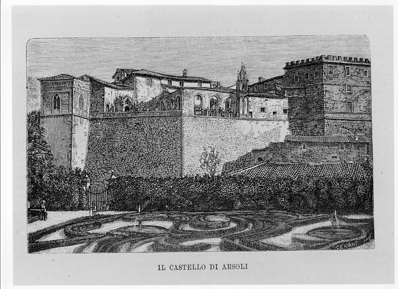 Il castello di Arsoli, il castello di Arsoli (stampa) di Ceriani (sec. XIX)