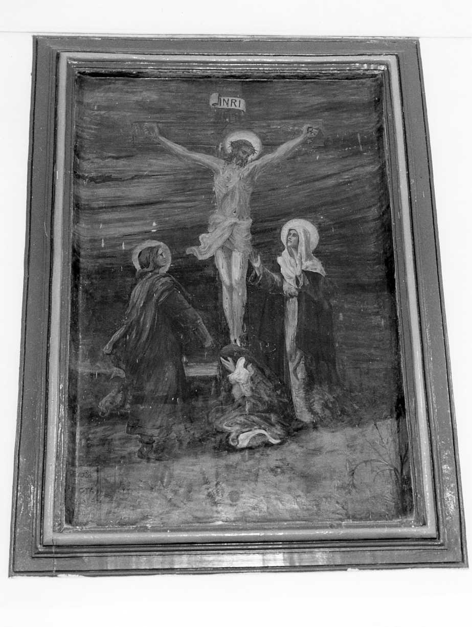 Cristo crocifisso con la Madonna, San Giovanni e la Maddalena (dipinto) di Musa Romeo (sec. XX)
