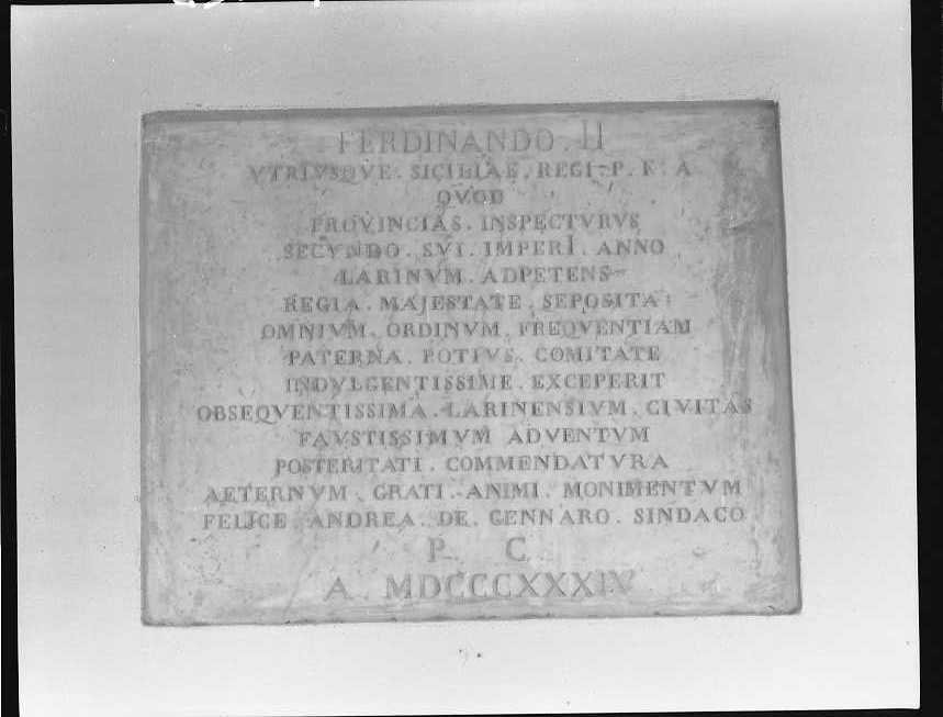 lapide, opera isolata - bottega Italia meridionale (sec. XIX)