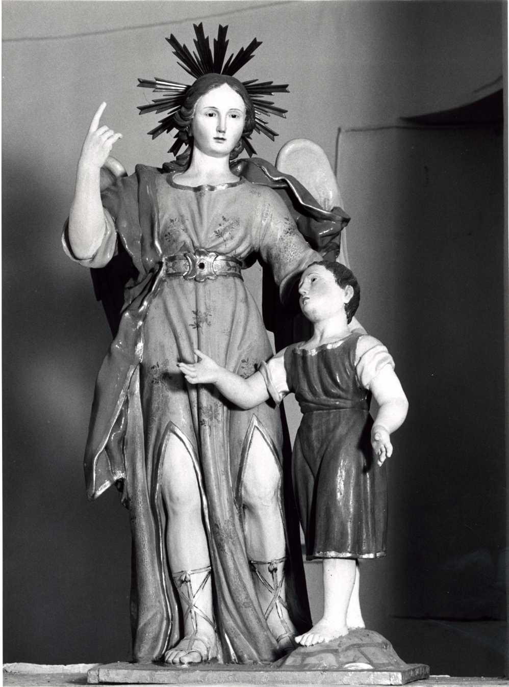 angelo custode con bambino (gruppo scultoreo, opera isolata) - bottega molisana (secc. XVIII/ XIX)