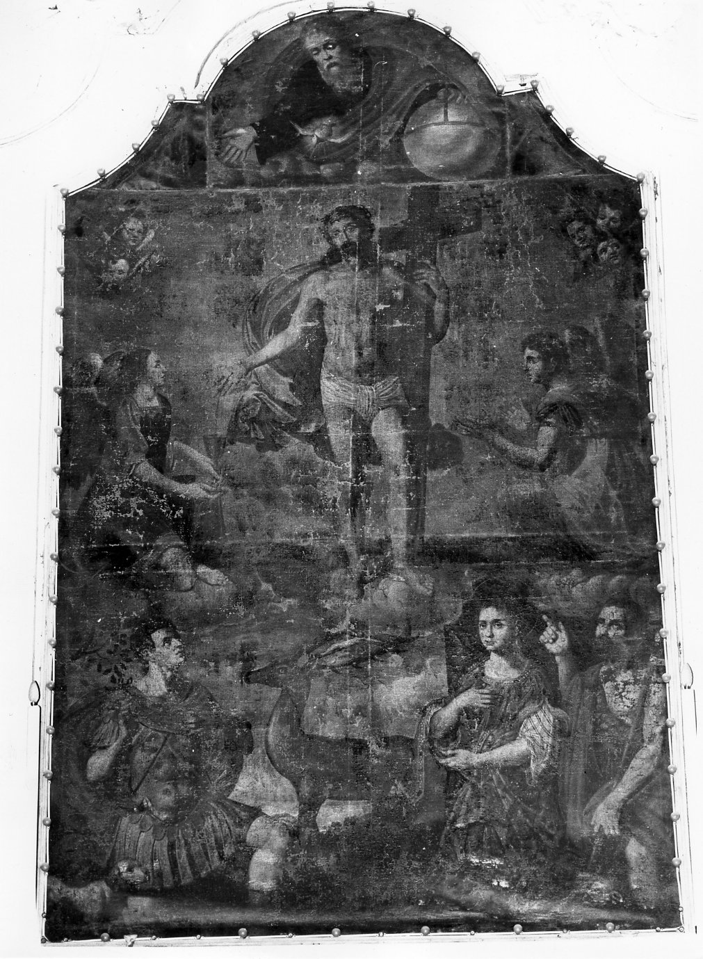 Cristo risorto tra angeli e santi (dipinto, elemento d'insieme) - ambito molisano (secc. XVIII/ XIX)