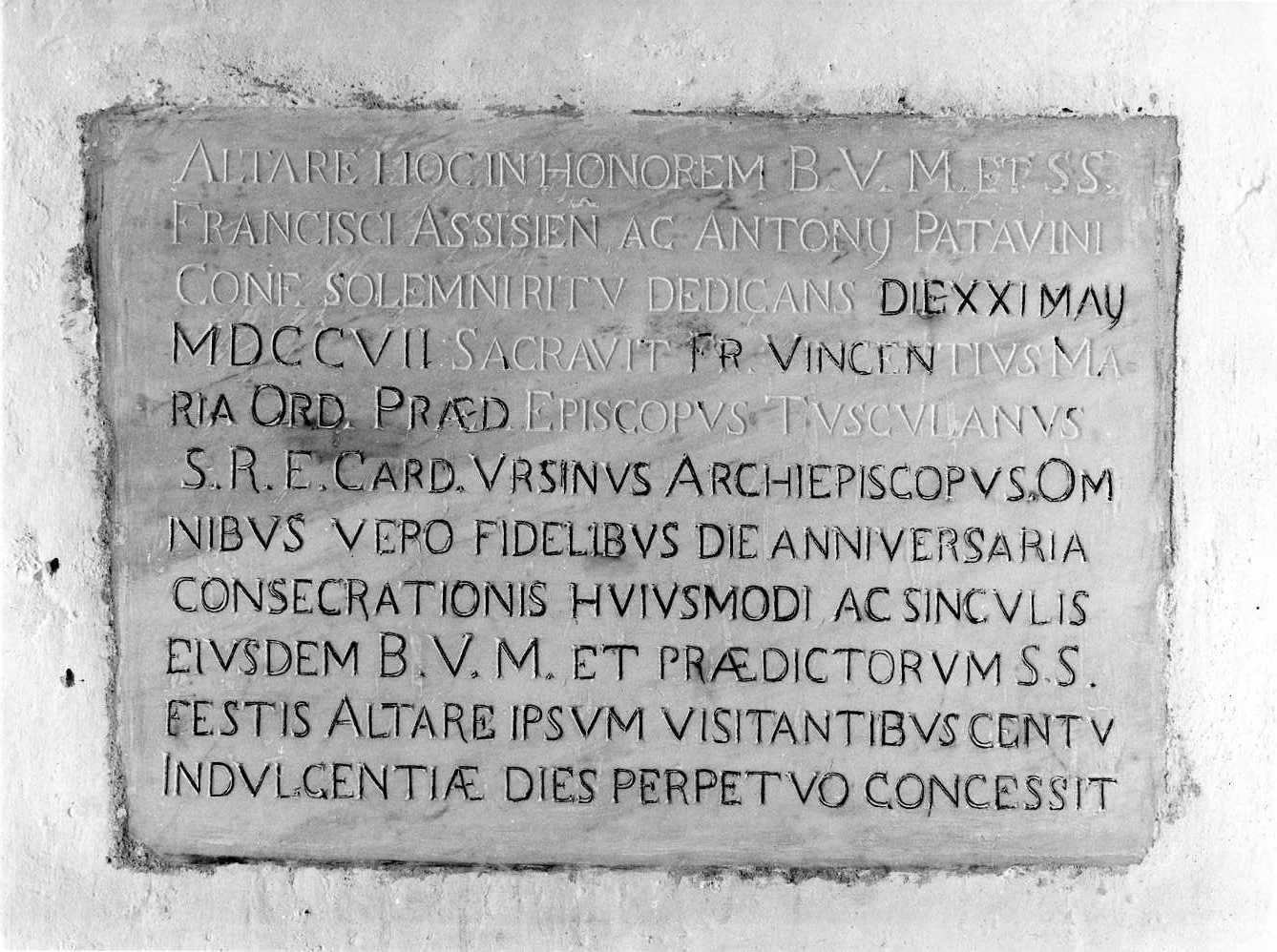 lapide documentaria - bottega Italia meridionale (sec. XVIII)