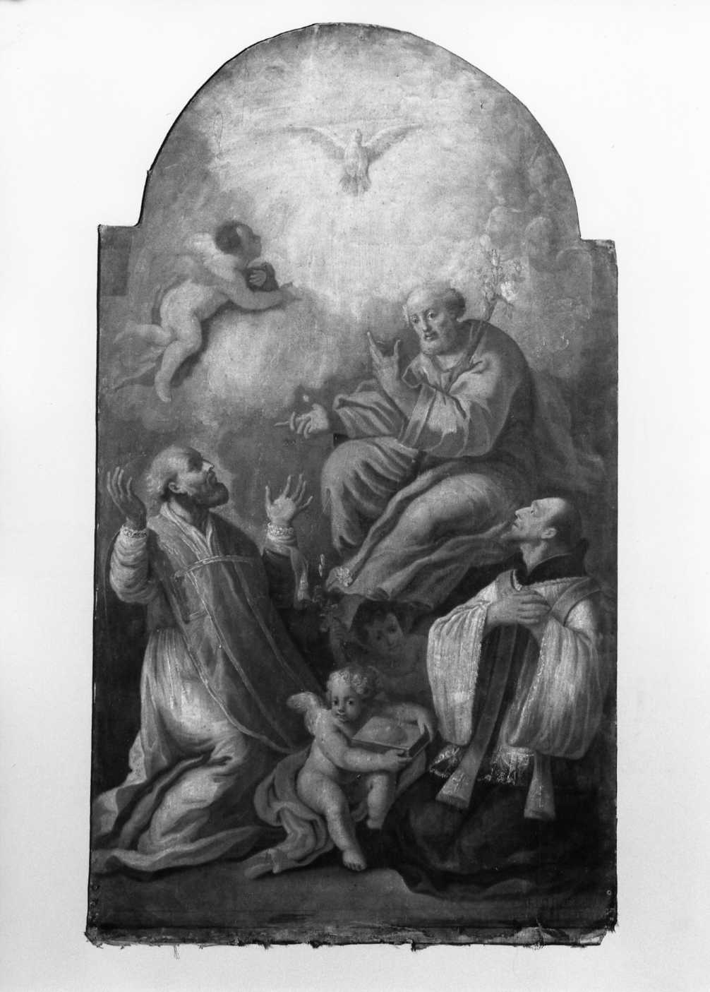 San Giuseppe tra angeli e Santi (dipinto) di Ponticelli Giovanni (sec. XIX)