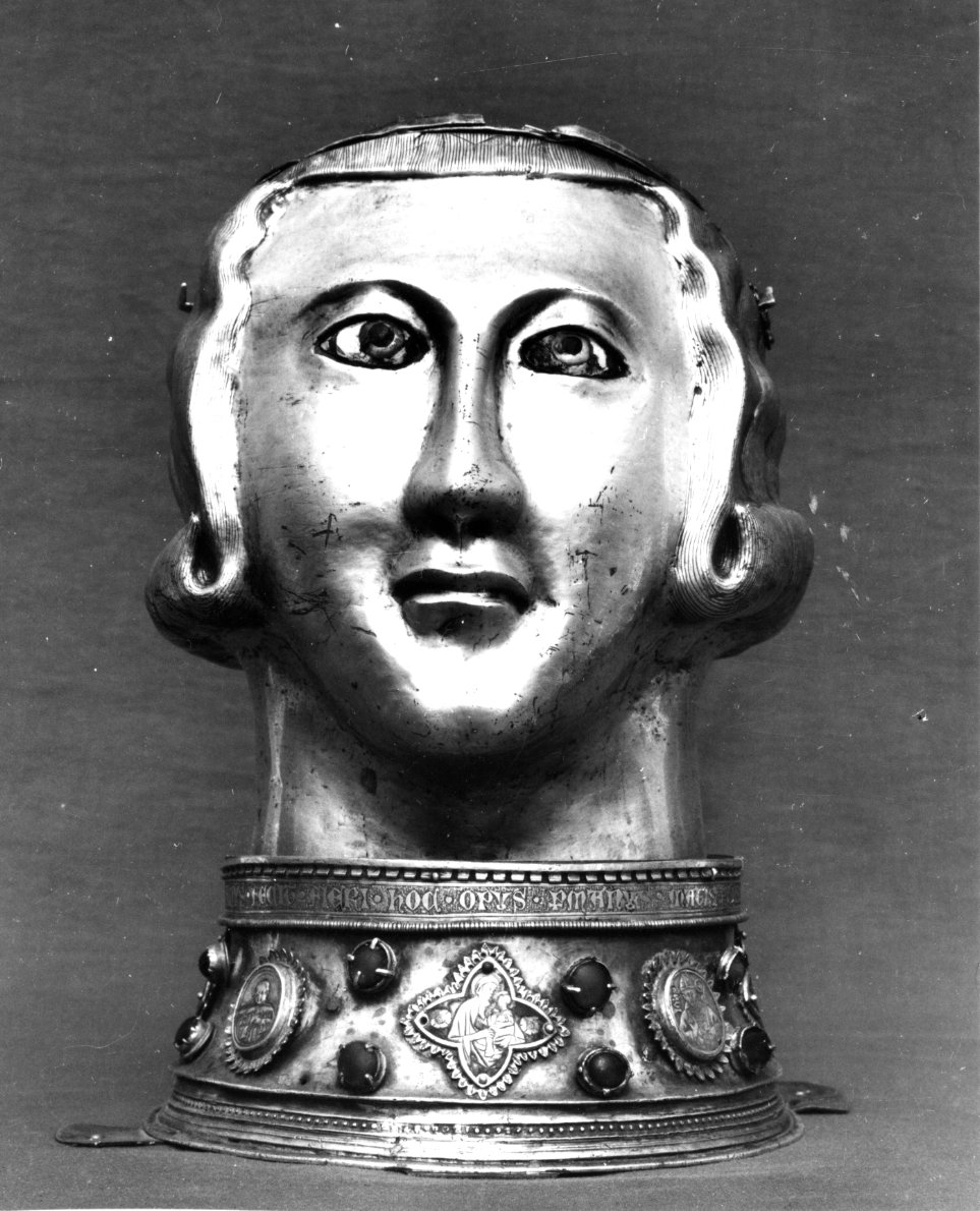 reliquiario antropomorfo - a testa di Barbato da Sulmona (attribuito) (sec. XIV)
