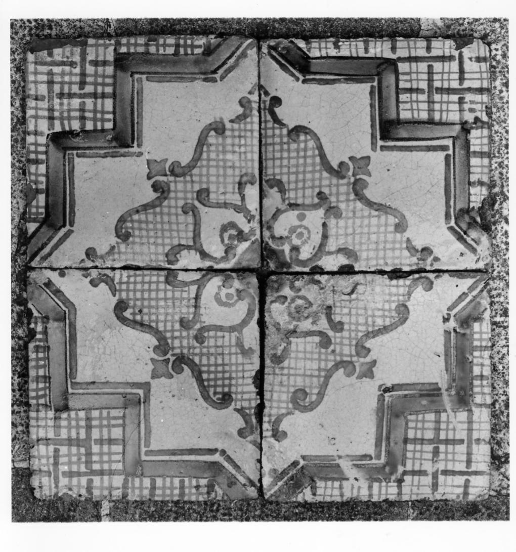 piastrella di pavimento, serie - bottega molisana (secc. XVIII/ XIX)