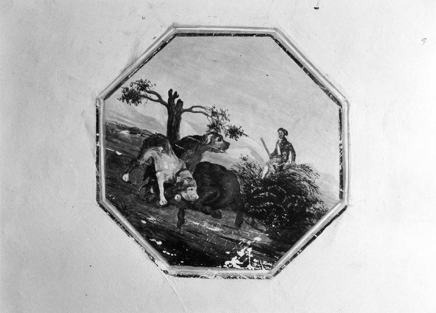 caccia al cinghiale (dipinto) - ambito napoletano (sec. XIX)