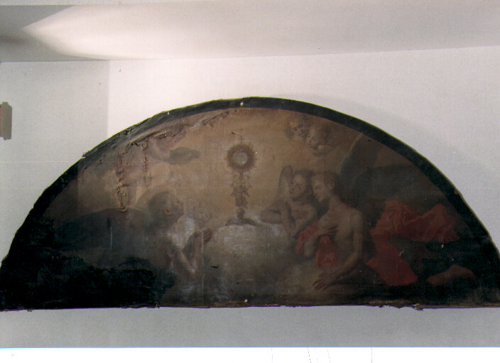 adorazione dell'Eucaristia (dipinto) - ambito napoletano (fine/inizio secc. XVIII/ XIX)