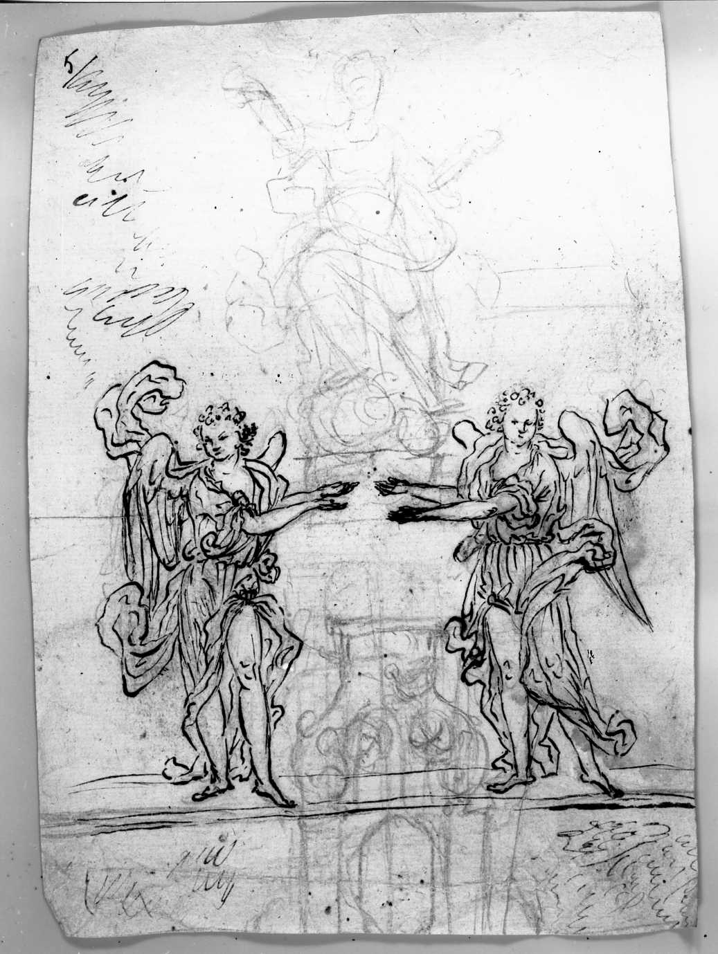 Madonna Assunta con angeli (disegno) di Di Zinno Paolo Saverio (attribuito) (sec. XVIII)